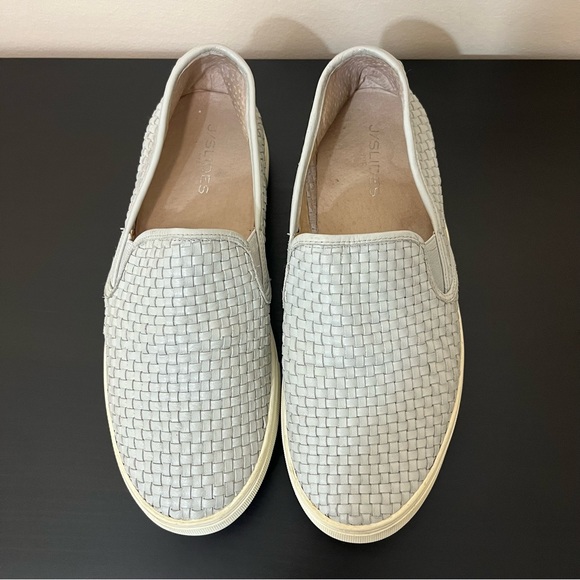 J Slides Justine Basket Weave Leather Slip On Sneakers - Picture 5 of 13